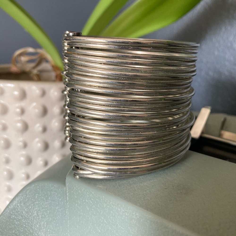 Stacked Silver Bangle - Picture 7 of 8